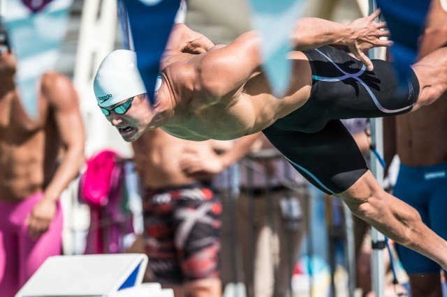 Nathan Adrian 50 free prelims Santa Clara Pro Swim (photo: Mike Lewis, Ola Vista Photography)