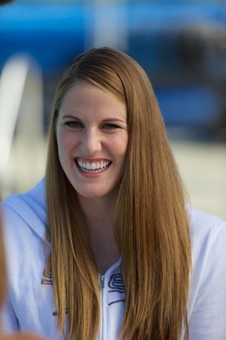 Missy Franklin, Olympic star, happy to be at her first meet as a pro, fresh off of signing with Speedo USA (courtesy of Rafael Domeyko, domeykophotography.com)