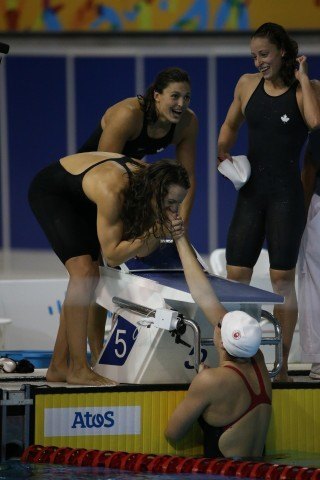 Toronto 2015 Pan am Games - Chantal Van Landeghem chases down Natalie Coughlin to win 4x100 free relay