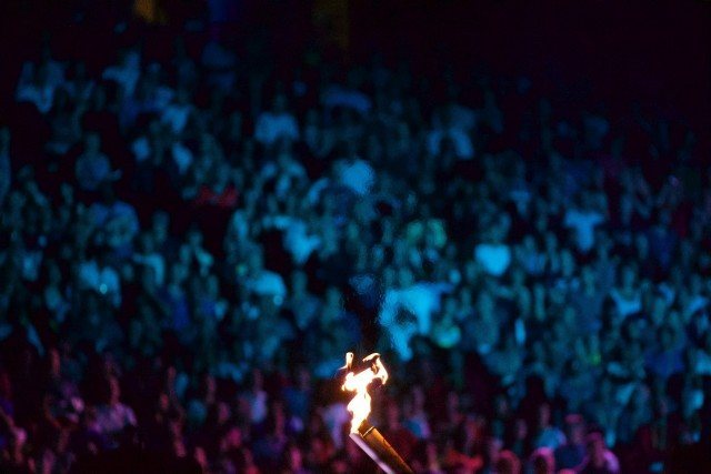Toronto -- The Pan Am flame shown during the opening ceremonies of the Toronto 2015 Pan Am games at the Pan Am Dome. July 10, 2015.