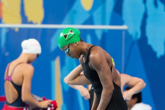 Alia Atkinson (JAM) qualified 2nd for the 50m breaststroke final at 2015 FINA World Championships (courtesy of Tim Binning, theswimpictures.com)