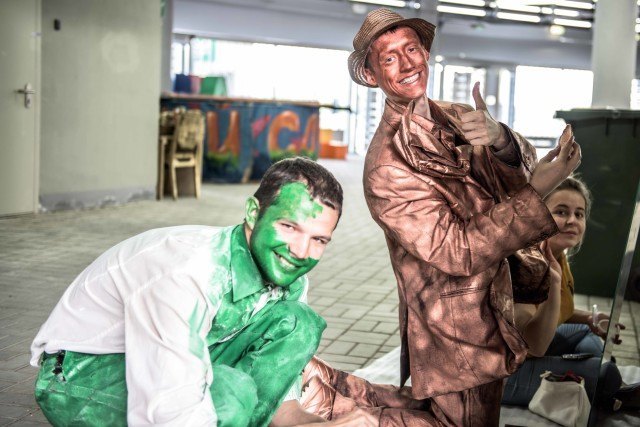 Backstage as Kazan actors get ready to great the crowds at the 2015 FINA world championships Kazan Russia (photo: Mike Lewis, Ola Vista Photography)