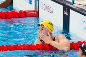 Bronte Campbell (AUS) earns her 2nd World Championship title, this time in women's 50m free with 24.12 on Day 8 of 2015 FINA World Championships (courtesy of Tim Binning, theswimpictures.com)