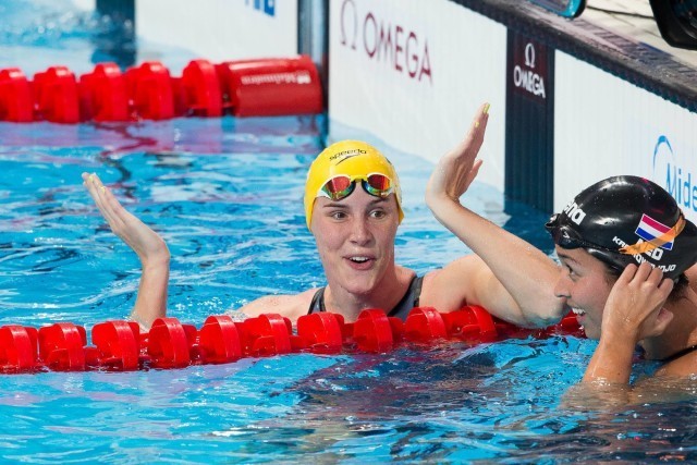Bronte Campbell (AUS) earns her 2nd World Championship title, this time in women's 50m free with 24.12 on Day 8 of 2015 FINA World Championships (courtesy of Tim Binning, theswimpictures.com)