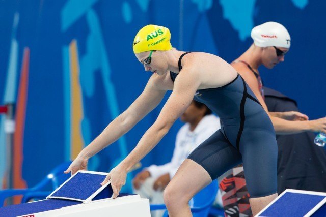 Cate Campbell (AUS)'s 24.40 topped the field in women's 50m freestyle semi-finals at 2015 FINA World Championships (courtesy of Tim Binning, theswimpictures.com)