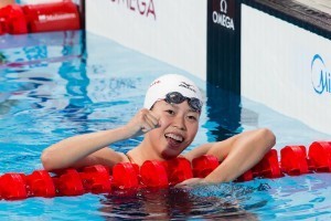 Natsumi Hoshi (JPN), World Champion in women's 200m butterfly with 2:05.56. 2015 FINA World Championships (courtesy of Tim Binning, theswimpictures.com)