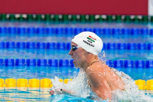 Katinka Hosszu (HUN) went 4:32.78 to lead the field into the final of women's 400m IM at 2015 FINA World Championships (courtesy of Tim Binning, theswimpictures.com)