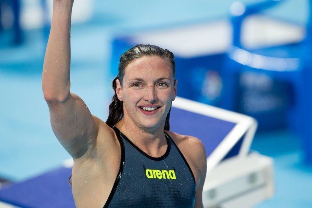 Katinka Hosszu (HUN) goes 4:30.39 to win women's 400m IM, completing her sweep of World Championship titles in the IM. 2015 FINA World Championships (courtesy of Tim Binning, theswimpictures.com)