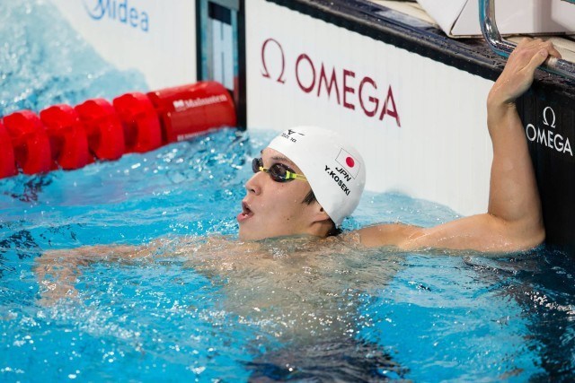 Yasuhiro Koseki (JPN) was top qualifier through to finals in men's 200m breaststroke with 2:08.03. 2015 World Championships (courtesy of Tim Binning, theswimpictures.com)
