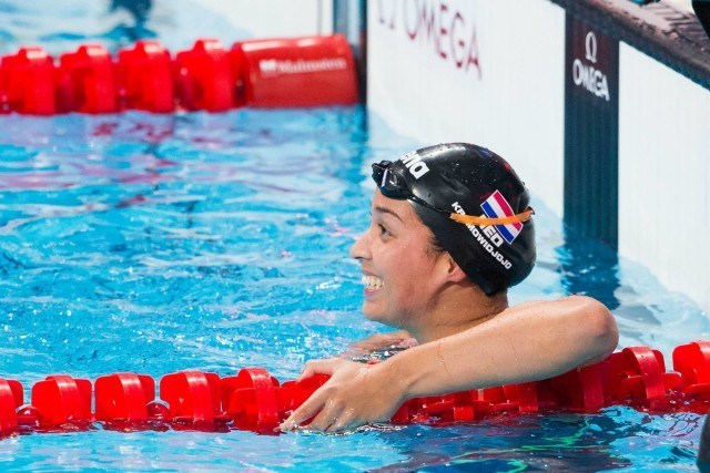 Ranomi Kromowidjojo (NED) qualified 2nd for women's 50m free final at 2015 FINA World Championships (courtesy of Tim Binning, theswimpictures.com)