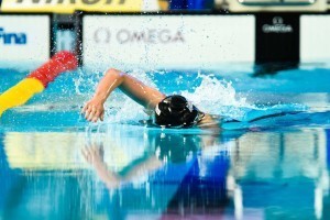 Katie Ledeky breaks world record in the 1500 at the 2015 FINA world championships Kazan Russia (photo: Mike Lewis, Ola Vista Photography)