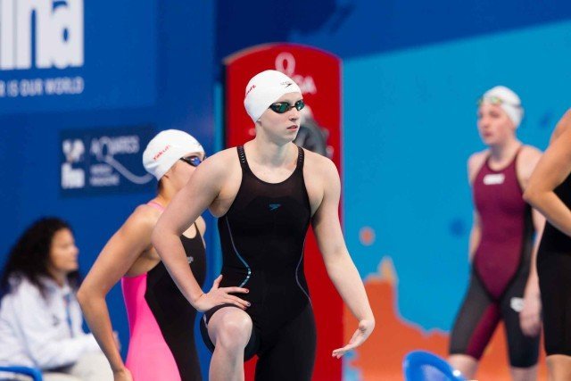 Ledecky qualifies fastest through to the women's 200m freestyle semi finals 1.55.82, (courtesy of Tim Binning, theswimpictures.com)