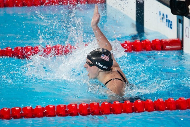 Katie Ledecky is World Champion in women's 800 free with new WR of 8:07.39. 2015 FINA World Championships (courtesy of Tim Binning, theswimpictures.com)