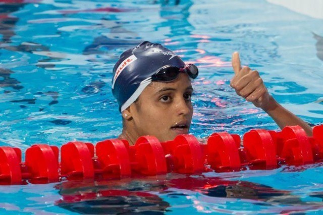 Etiene Medeiros, BRA, was the 2nd-fastest qualifier through to finals in women's 50 back on Day 4 of 2015 World Championships (courtesy of Tim Binning, theswimpictures.com)