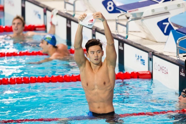Ning Zetao (CHN), World Champion in men's 100m freestyle in 47.84. 2015 World Championships (courtesy of Tim Binning, theswimpictures.com)