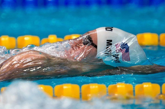 Ryan Murphy in the prelims of the 200 back at the 2015 FINA world championships Kazan Russia (photo: Mike Lewis, Ola Vista Photography)