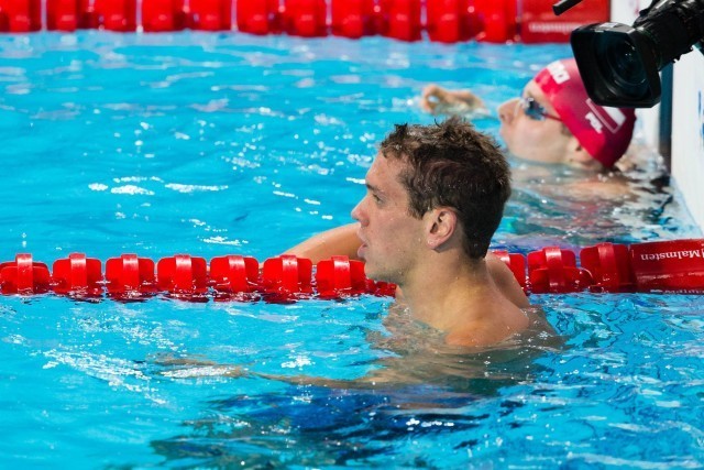 Tom Shields (USA), top qualifier in men's 100m fly semi-finals at 2015 FINA World Championships (courtesy of Tim Binning, theswimpictures.com)