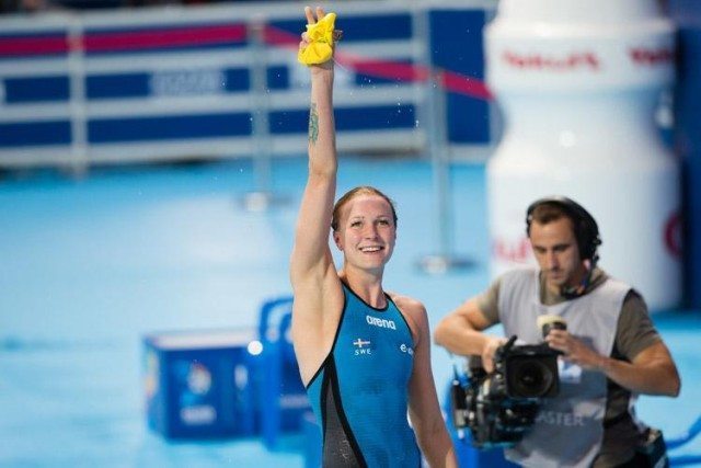 Sarah Sjostrom - 100 Butterfly World Record - 2015 World Championships (courtesy of Tim Binning, theswimpictures.com)