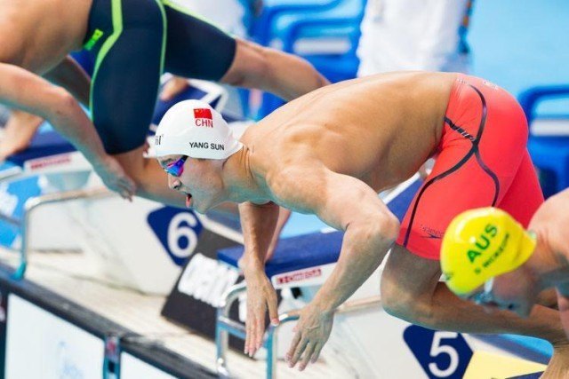 Sun Yanyg, 2015 World Championships (courtesy of Tim Binning, theswimpictures.com)