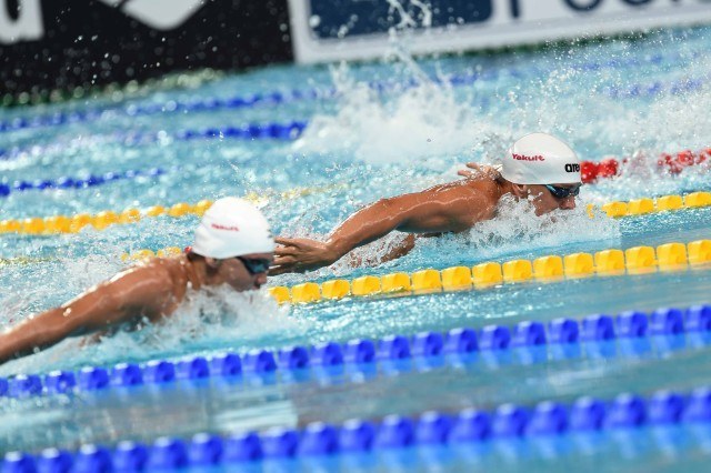 Tom Shiedls in the prelims of the 200 fly at the 2015 FINA world championships Kazan Russia (photo: Mike Lewis, Ola Vista Photography)