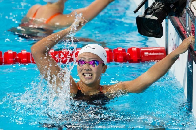 Kanako Watanabe (JPN), World Champion in women's 200m breaststroke with 2:21.15 2015 FINA World Championships (courtesy of Tim Binning, theswimpictures.com)