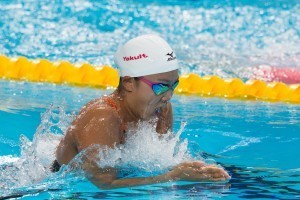 Kanako Watanabe (JPN) qualified third for the women's 200 breast final. 2015 FINA World Championships (courtesy of Tim Binning, theswimpictures.com)