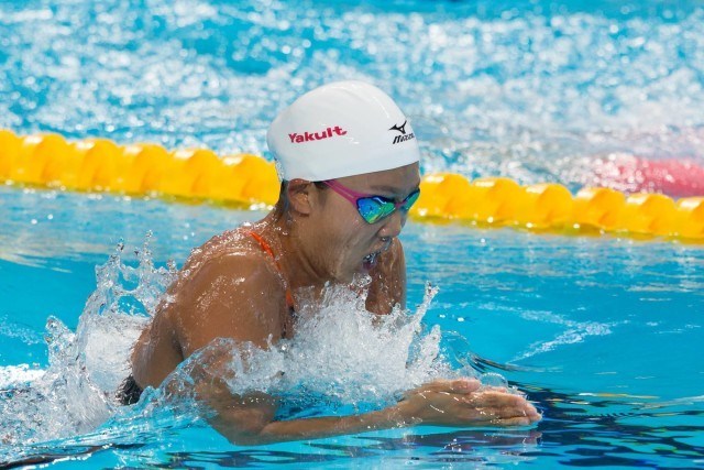 Kanako Watanabe (JPN) qualified third for the women's 200 breast final. 2015 World Championships (courtesy of Tim Binning, theswimpictures.com)