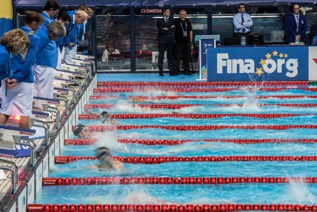 and it's moving at the finish at the 2015 FINA world championships Kazan Russia (photo: Mike Lewis, Ola Vista Photography)