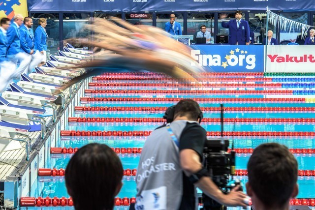 and it's on at the 2015 FINA world championships Kazan Russia (photo: Mike Lewis, Ola Vista Photography)