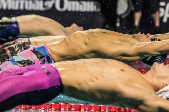 Matt Grevers off on his way to a new world record in the 100 backstroke (photo: Mike Lewis)