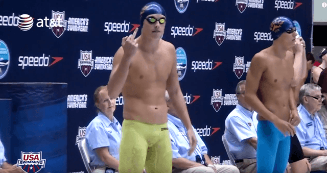 Santo Condorelli gives the finger at the 2012 Speedo Junior National Championships