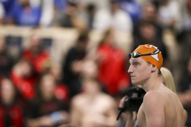 Sam McHugh of the Tennessee Volunteers during day 3 of SEC Swimming and Diving Championships at the University of Missouri Mizzou Aquatic Center in Columbia, MO. Photo By Craig Bisacre/Tennessee Athletics