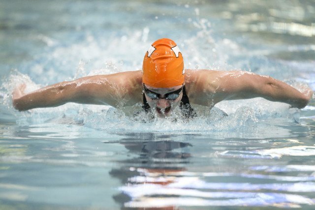Madeline Banic of the Tennessee Volunteers during day 3 of SEC Swimming and Diving Championships at the University of Missouri Mizzou Aquatic Center in Columbia, MO. Photo By Craig Bisacre/Tennessee Athletics