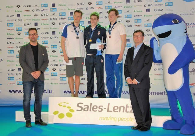 Podium 400 m Freestyle Romanchuk (left), Stjepanovic (Center), Frolov (right)