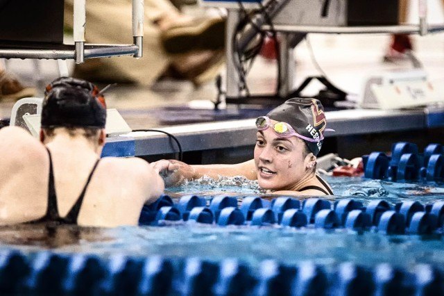 Virginia Tech Junior Jessica Hespeler wins the 500 free B-final in 4:41.26 at the2016 ACC Women’s Swimming & Diving Championships held at the Greensboro Aquatic Center in Greensboro, NC from February 17 to February 20. (Photo Courtesy: Tim Binning/TheSwimPictures.com)