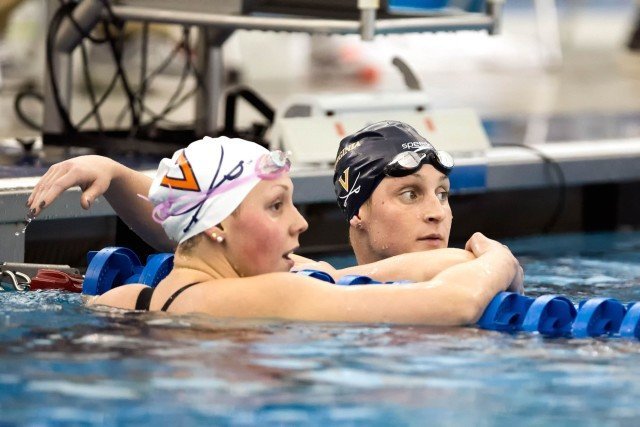 University of Virginia Junior Leah Smith breaks the ACC meet 500 free record going 4:30.74, just off her NCAA record of 4:30.37 on night two of the 2016 ACC Women’s Swimming & Diving Championships held at the Greensboro Aquatic Center in Greensboro, NC from February 17 to February 20. (Photo Courtesy: Tim Binning/TheSwimPictures.com)