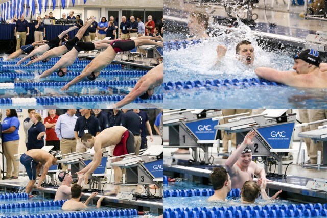 NC State dominated the 50 free championship final with four swimmers, starting in lanes 2 through 5. It was Sophomore Ryan Held who came away with the win in 18.92, teammates Simonas Bilis placed second in 18.94, Andreas Schiellerup 4th in 19.52 and Joseph Bonk 6th in 19.57. (Courtesy: Tim Binning/TheSwimPictures.com)