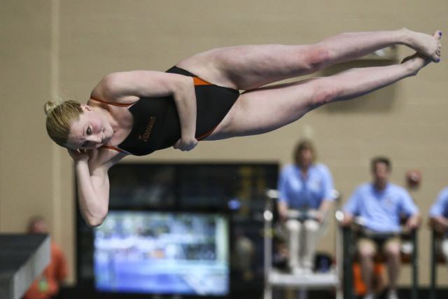 COLUMBIA, MO - FEBRUARY 18, 2016 - Rachel Rubadue of the Tennessee Volunteers during day 3 of SEC Swimming and Diving Championships at the University of Missouri Mizzou Aquatic Center in Columbia, MO. Photo By Craig Bisacre/Tennessee Athletics