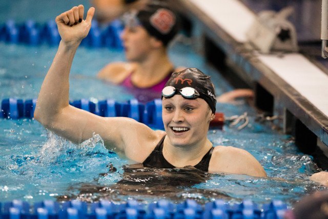 Kelsi Worrell, the top qualifier into finals of the women's 50 free. (Courtesy: Tim Binning/TheSwimPictures.com)