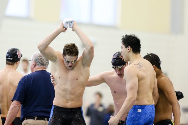 Texas after clinching the 200 free relay. Photo Credits: Tim Binning/TheSwimPictures.com