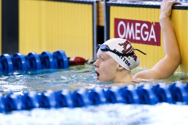 Lisa Bratton, Texas A&M's sophomore backstroker. Photo Credits: Tim Binning/TheSwimPictures.com