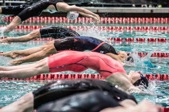 Fernanda Gonzalez in the prelims of the 200 backstroke at the Orlando Pro Swim Series (photo: Mike Lewis)