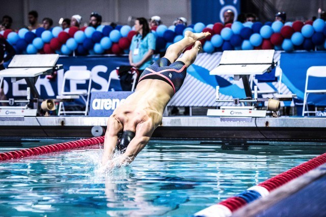Michael Andrew in the prelims of the 50 free (photo: Mike Lewis)