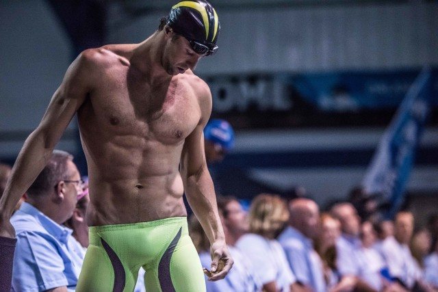 Michael Phelps in the fnals of the 100 free at the Arena Pro Swim Series in Orlando (photo: Mike Lewis)