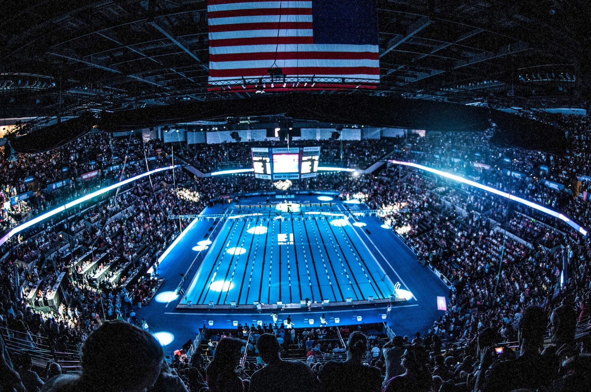 The 2021 U.S. Olympic Swimming Trials Pool Filled in Omaha