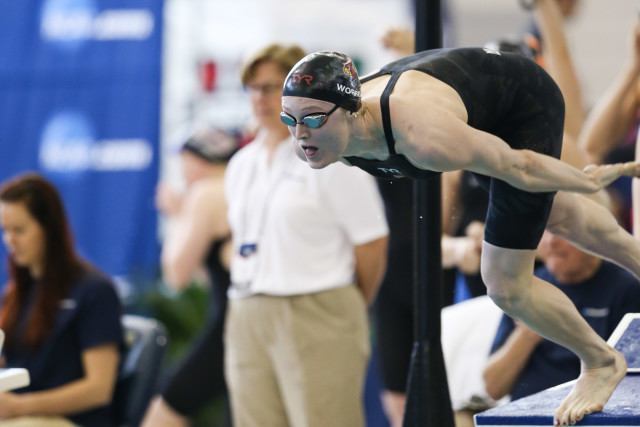 Kelsi Worrell scorched the heat with a 49.88 that nearly broke her own American, NCAA, and U.S. Open Records. Photo Credits: Tim Binning/TheSwimPictures.com