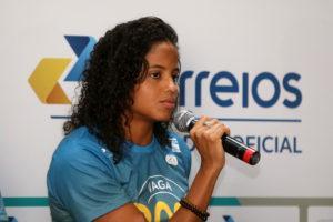 Etiene Medeiros. Coletiva de imprensa, realizada no Parque Aquatico Maria Lenk. 21 de abril de 2016, Rio de Janeiro, RJ, Brasil. Foto: Satiro Sodré/ SSPress