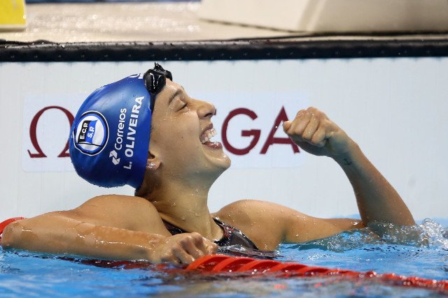 Larissa Oliveira. Trofeu Maria Lenk de Natacao, realizado no Centro Aquatico Olimpico. 17 de abril de 2016, Rio de Janeiro, RJ, Brasil. Foto: Satiro Sodré/ SSPress