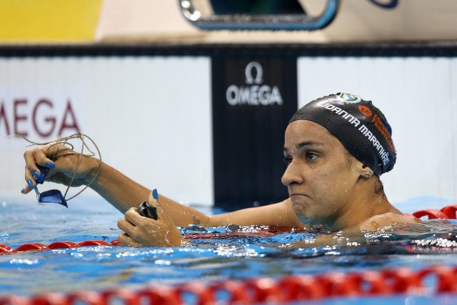 Joanna Maranhao. Trofeu Maria Lenk de Natacao, realizado no Centro Aquatico Olimpico. 17 de abril de 2016, Rio de Janeiro, RJ, Brasil. Foto: Satiro Sodré/ SSPress