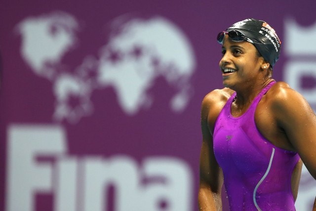 Etiene Medeiros. Trofeu Maria Lenk de Natacao, realizado no Centro Aquatico Olimpico. 16 de abril de 2016, Rio de Janeiro, RJ, Brasil. Foto: Satiro Sodré/ SSPress